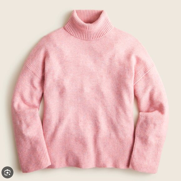 J. Crew Alpaca Blend Pink Turtleneck Sweater in Supersoft Yarn Boxy Size Medium - Picture 1 of 6